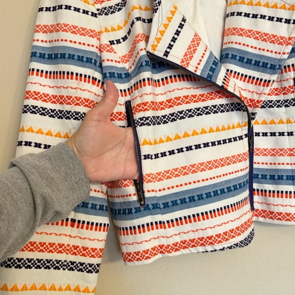 Trina Turk Jacket Blazer Size 8 Beatrix Tribal Embroidered Colorful Zip Up - Picture 7 of 16